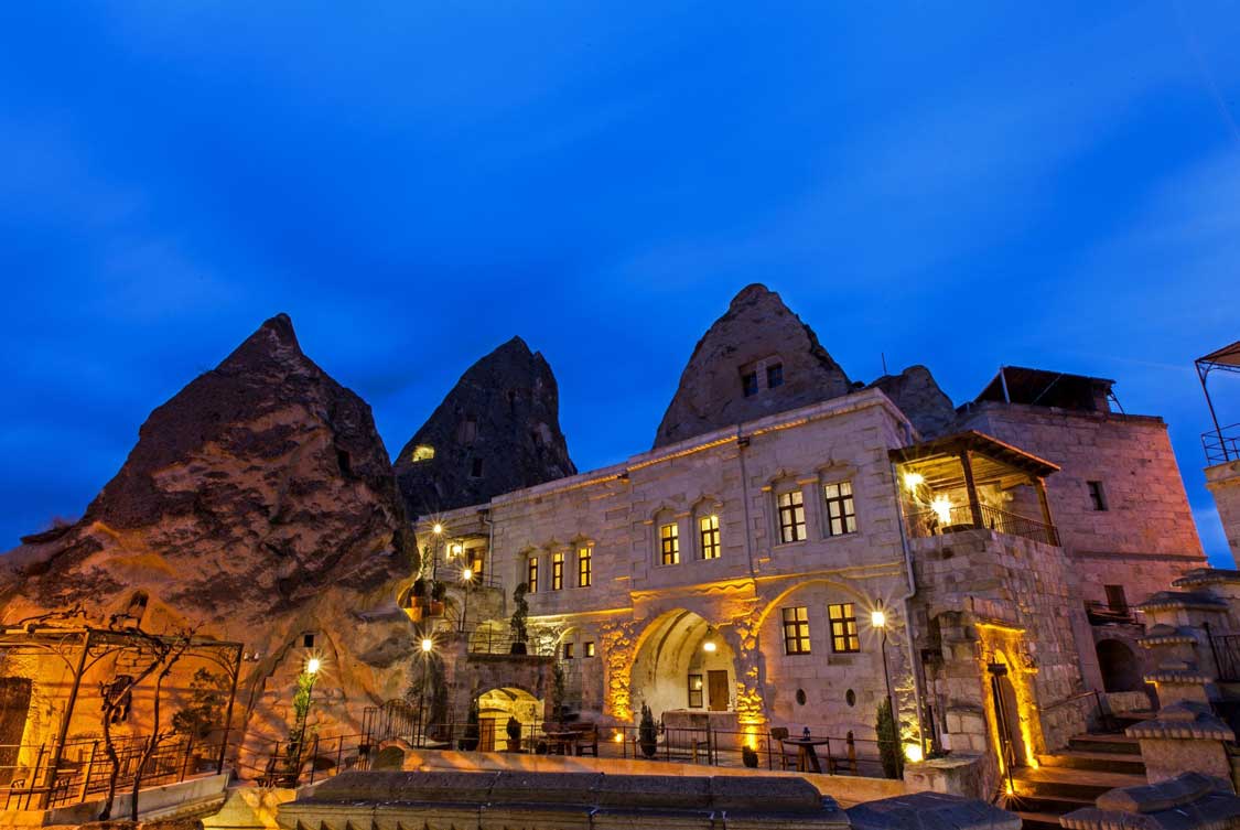 Mithra Cave Hotel in Cappadocia under the night sky