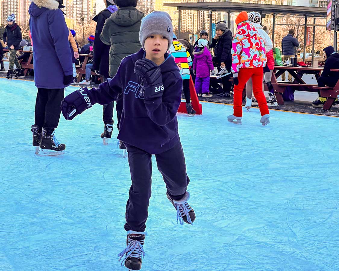 A boy skates at Celebration Square in Mississauga