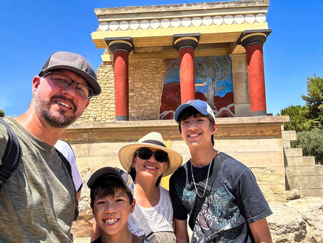 Wandering Wagars family at the Palace of Knossos on Crete