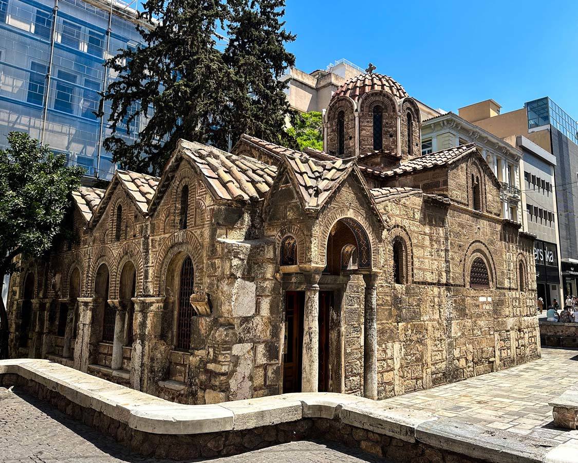 Historic stone Church of Panagia Kapnikarea in Athens