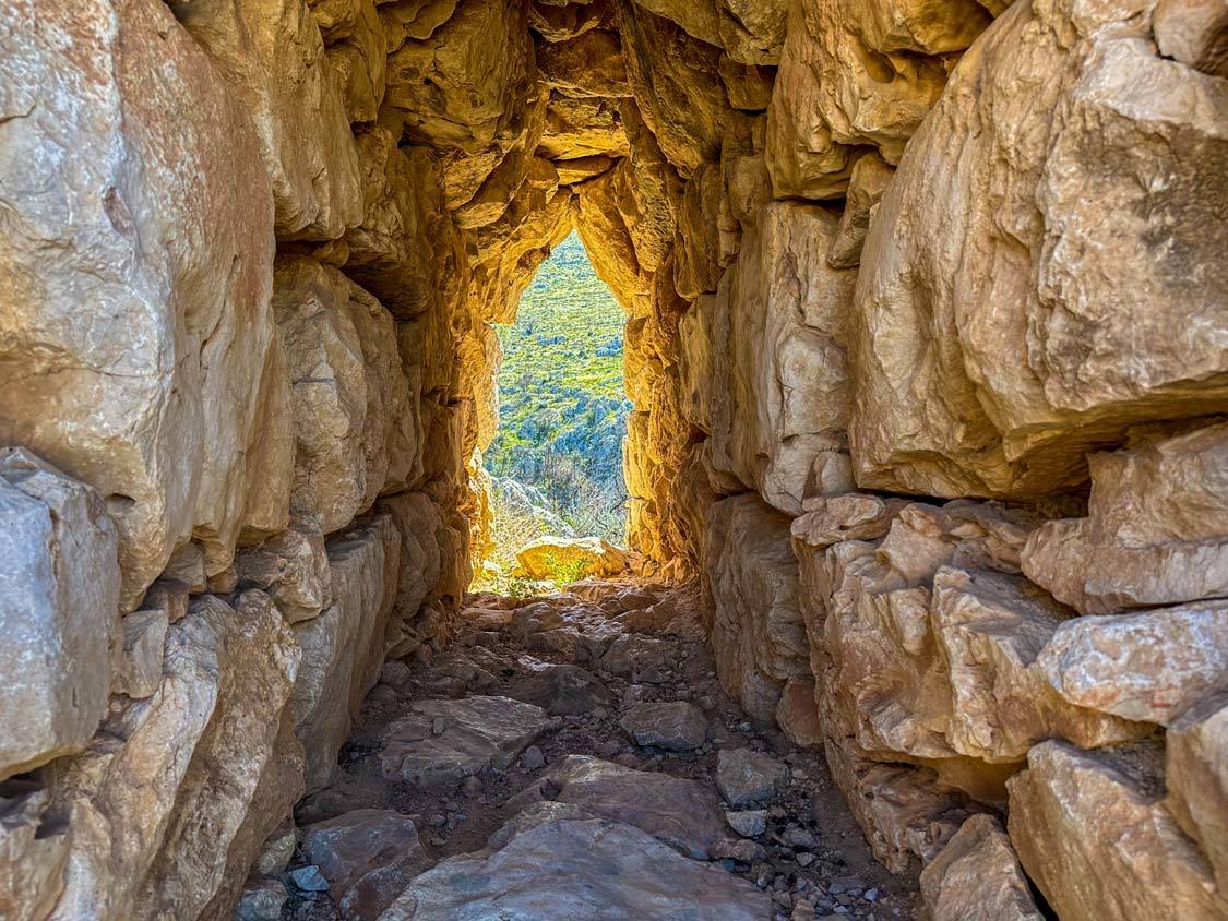 An arched window in the Cyclopean Walls at Mycenae, Greece