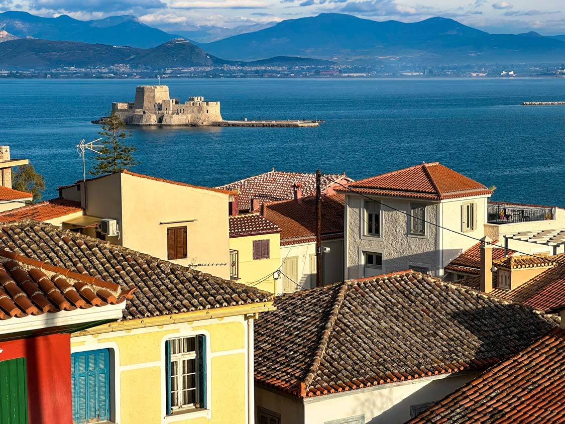 Bourtzi Fortress and the Nafplio waterfront