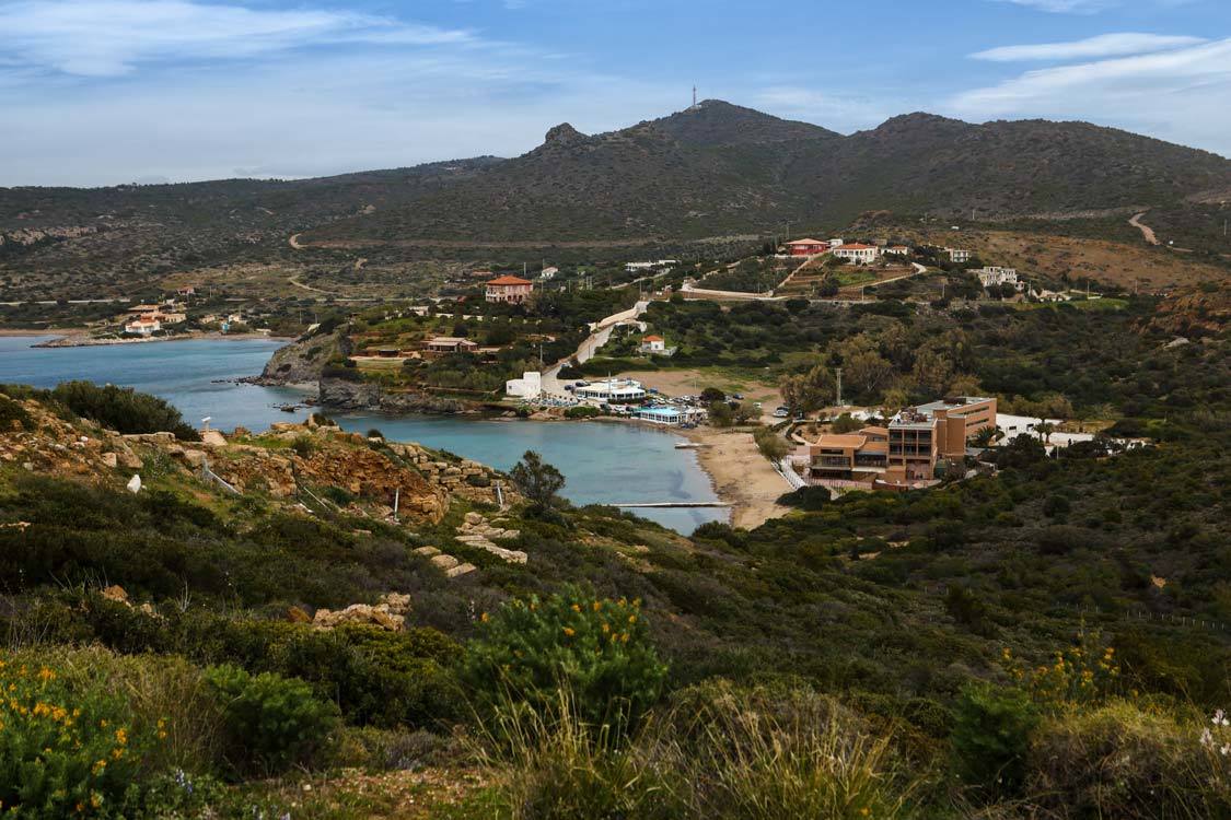 Hotels on Sounio Beach near Temple of Poseidon