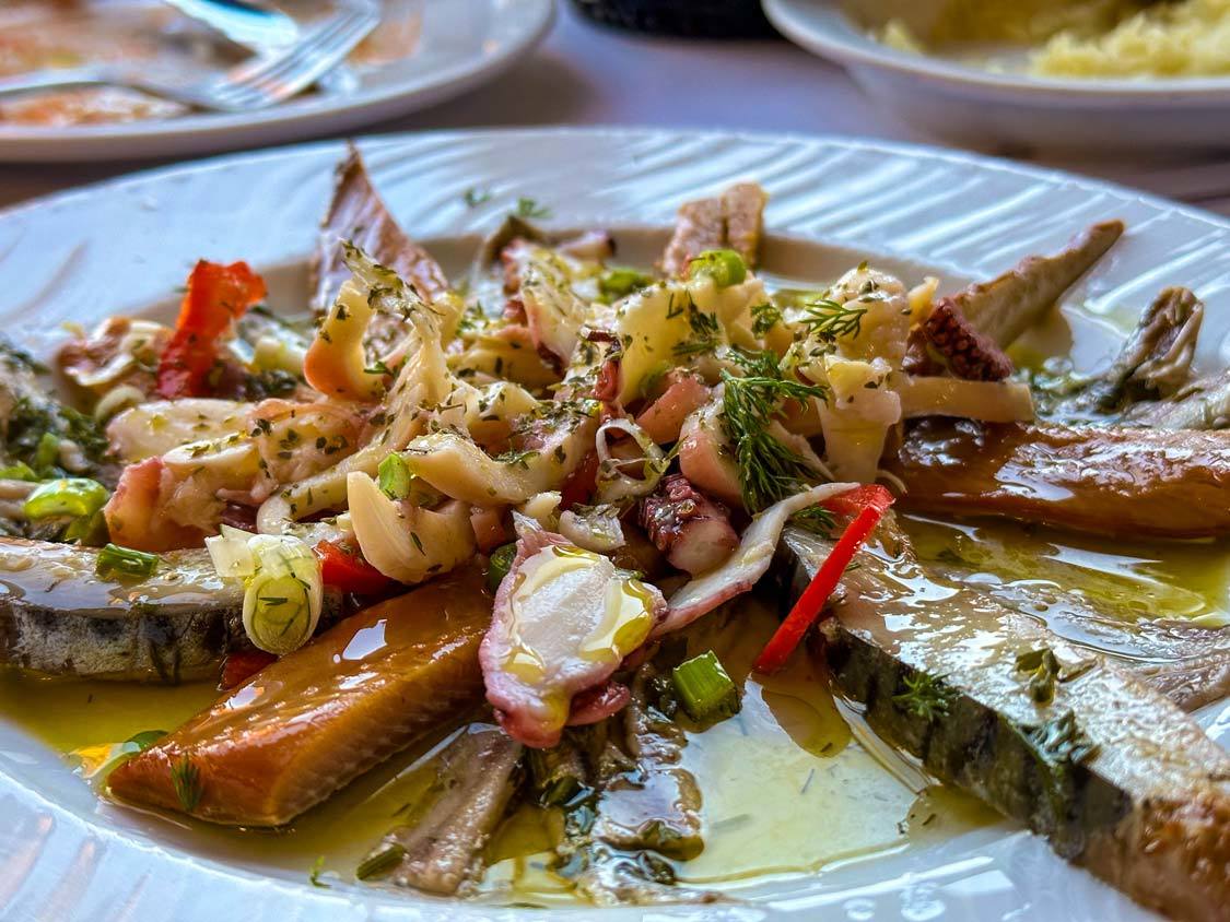 A seafood platter served at Bounos Fish Tavern in Nafplio