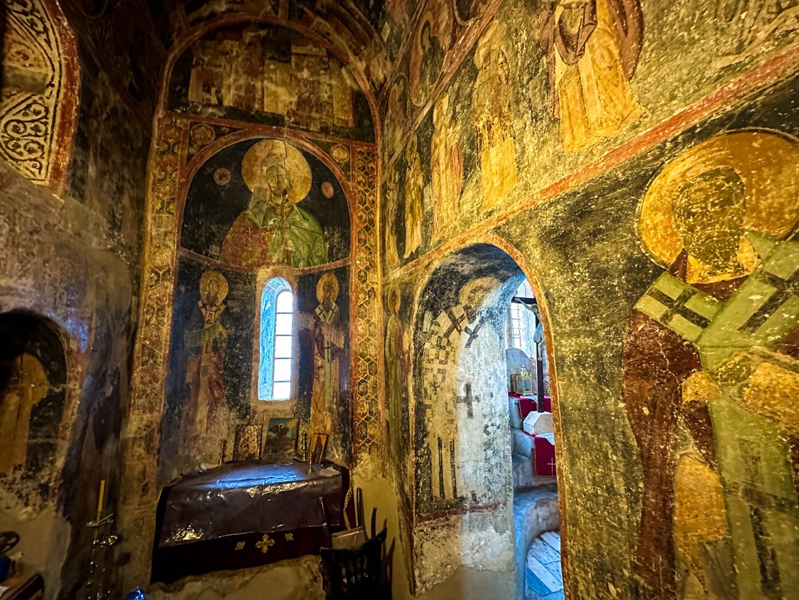 Frescoes in the Church of Agios Demetrios in Mystras, Greece