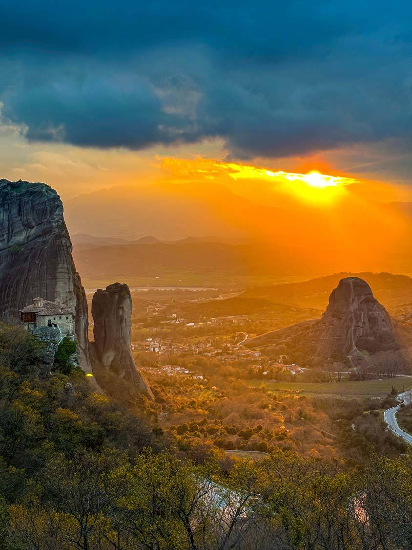 Sunset over Meteora, Greece