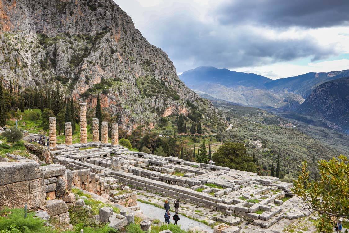 The Temple of Apollo against the backdrop of Mount Parnassus