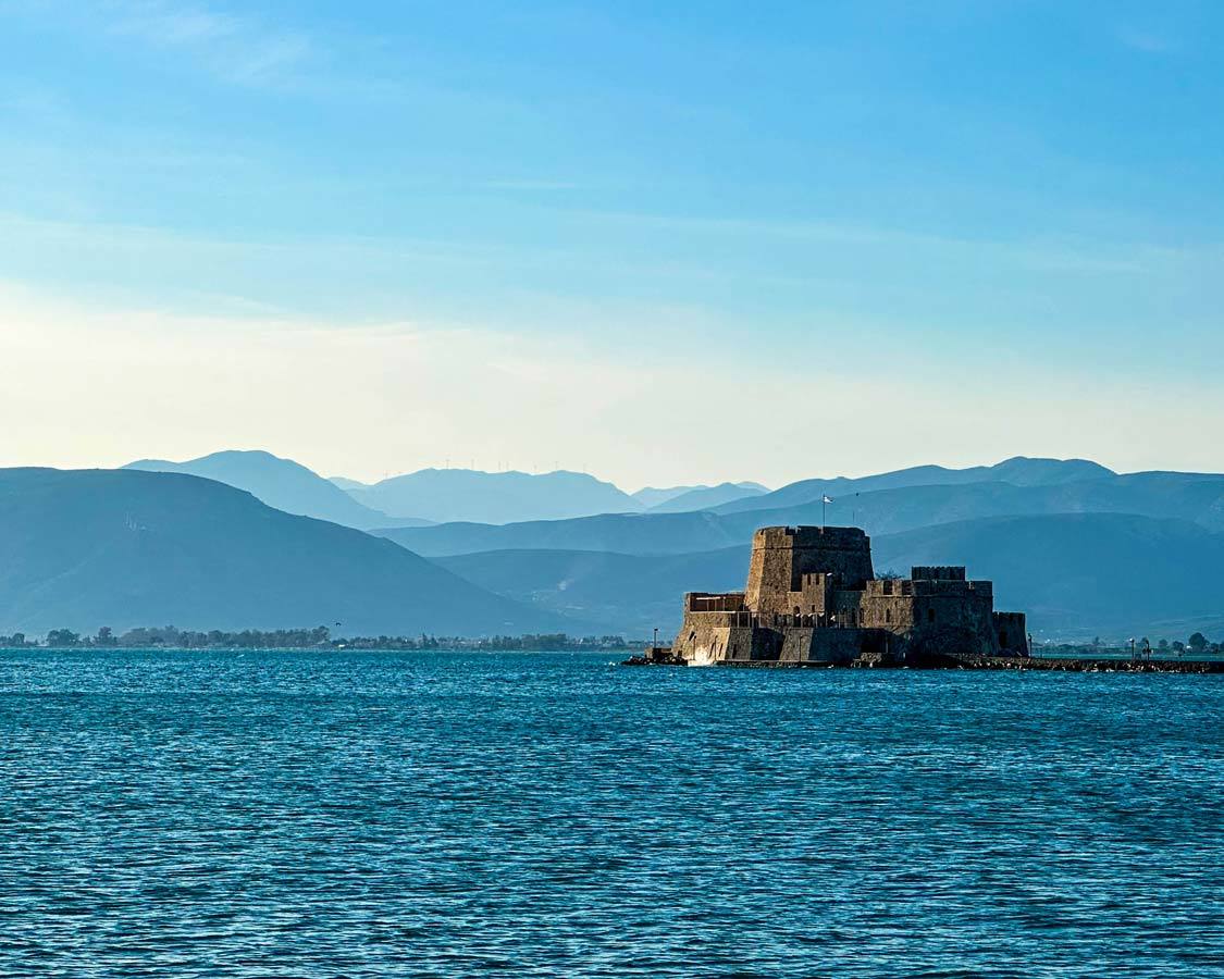 The island Palamidi Fortress in Nafplio, Greece