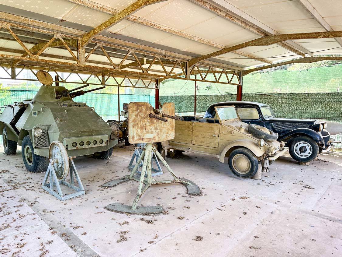 WWII military vehicles in a small museum in Heraklion, Crete