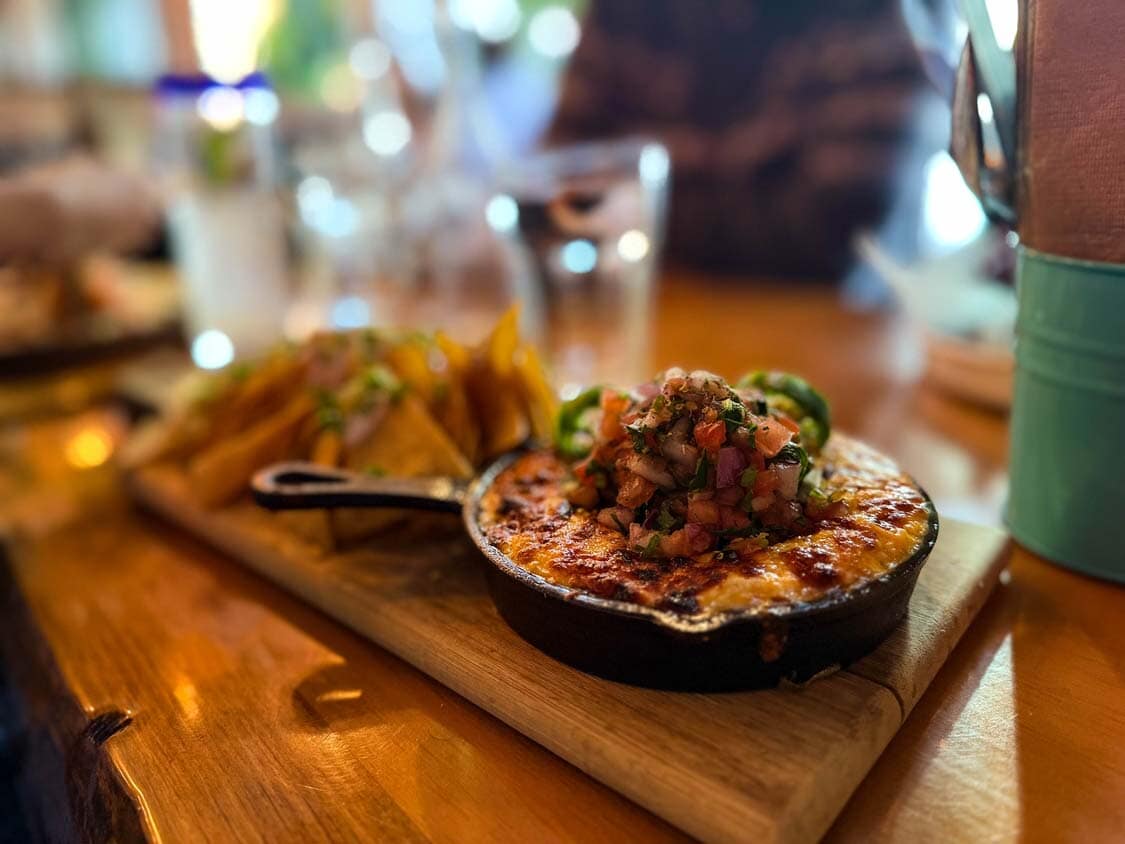 A beautiful cheesy nacho dish at Mezcal Taqueria in Trois-Rivieres, Quebec