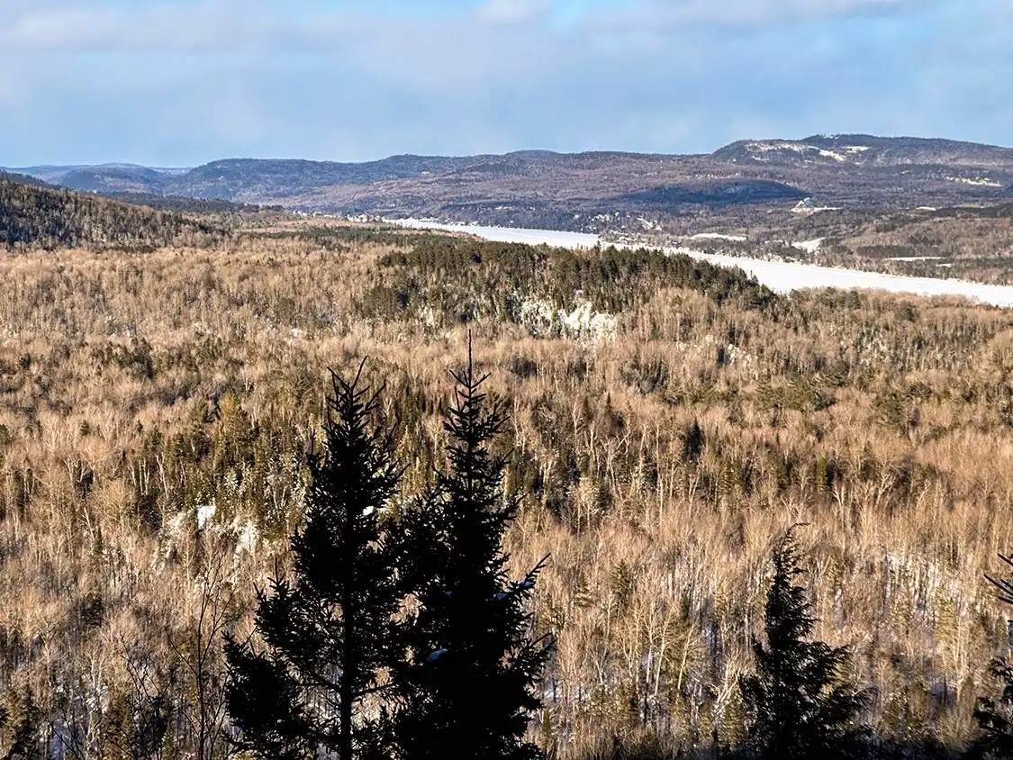 Frozen lakes and forest-covered mountains of La Mauricie National Park