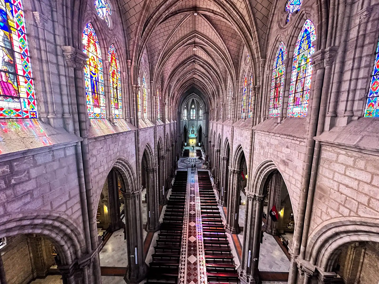 Inside the cathedral of Basilica del Voto Nacional