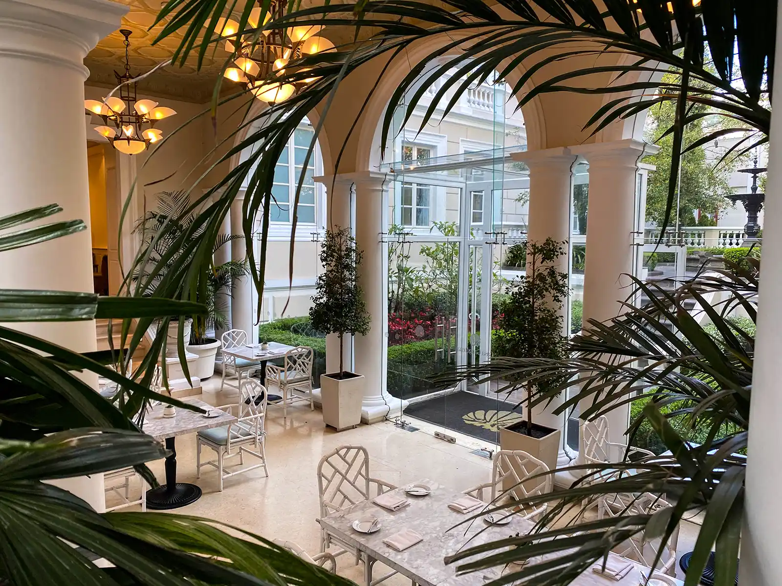 Interior courtyard of the Casa Gagontea hotel in Quito Ecuador