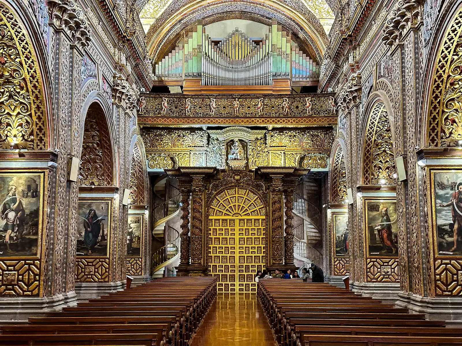 Painted stairway at the back of Iglesia de la Compañía de Jesús