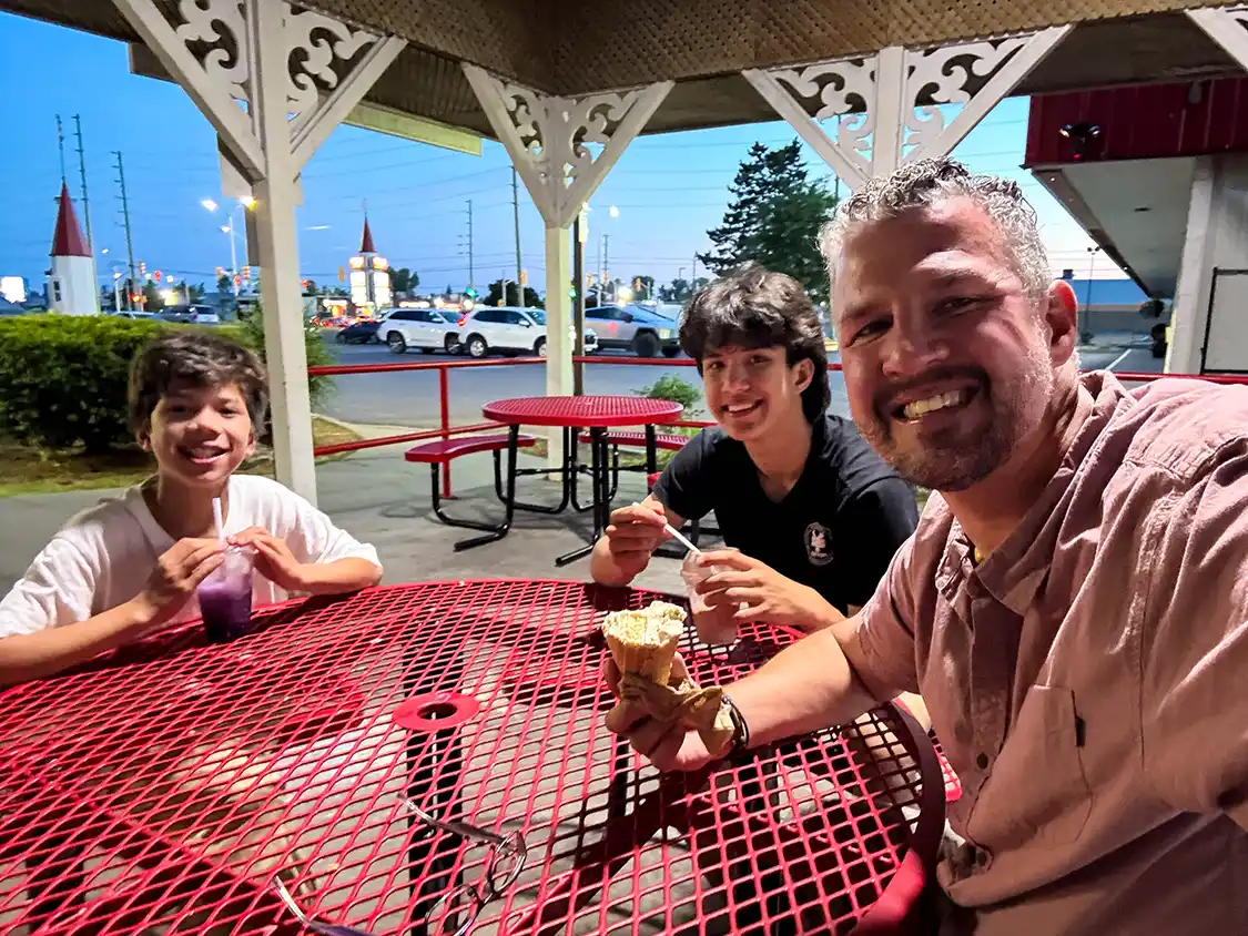 A family enjoys late night ice cream at Reids Dairy in Belleville