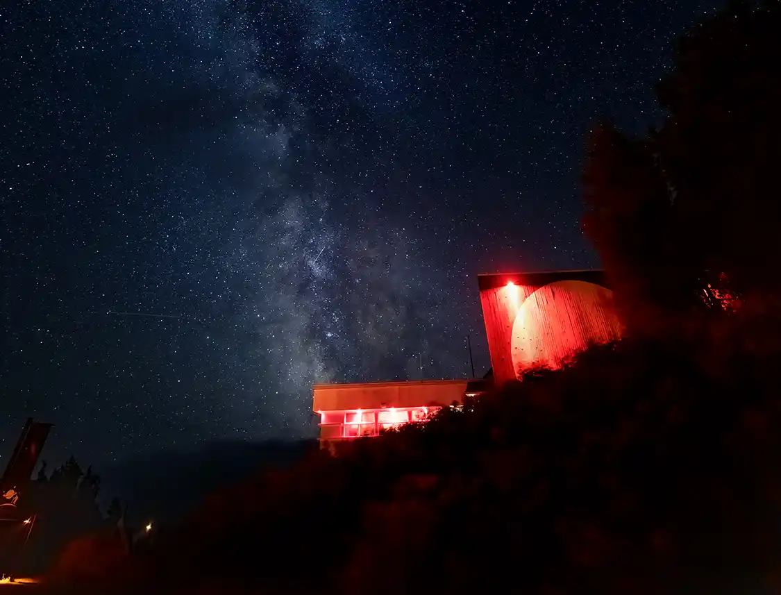 The Milky Way rises over the Mont-Megantic National Park Visitor Centre