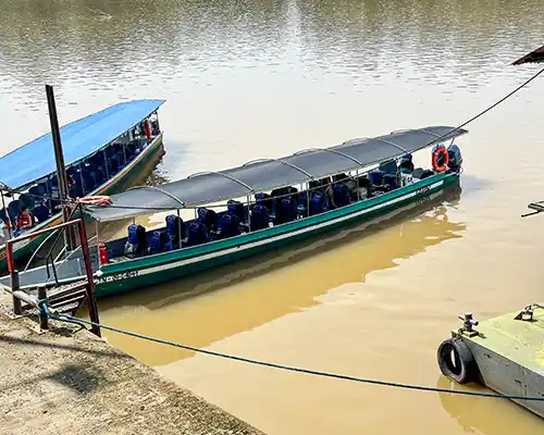 Boats in the Amazon River on a 3 day Amazon tour of Yasuni and Limoncocha