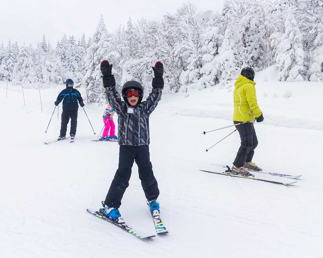 Boy skiing in Mont Tremblant Quebec
