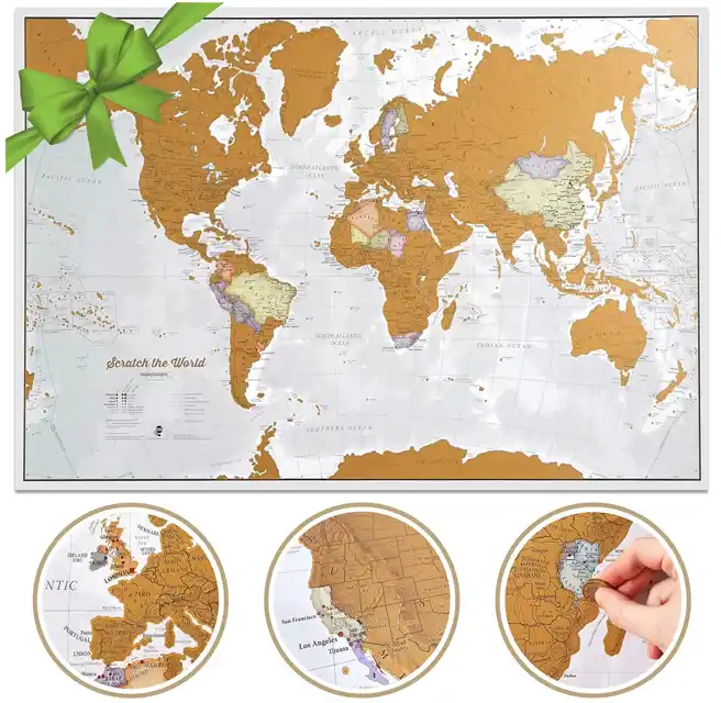 Scratch the World map travel gift for children