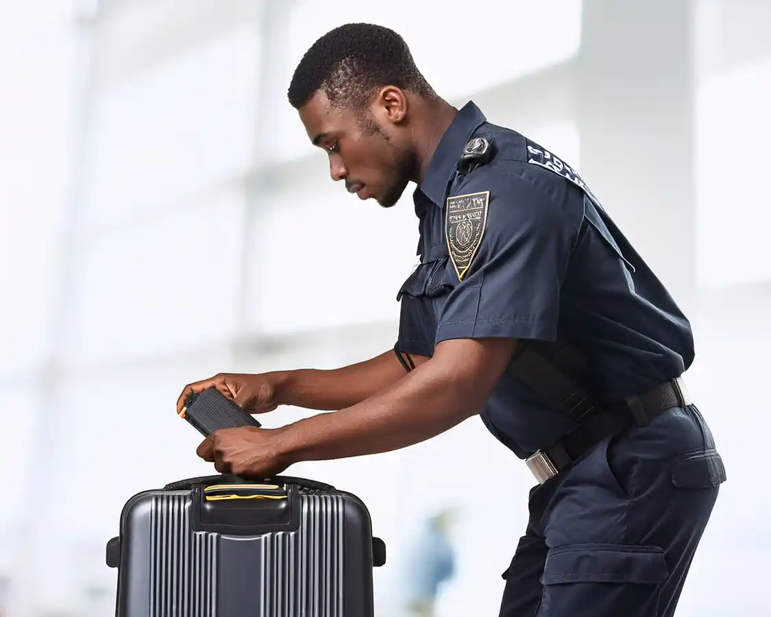 TSA security guard checking a luggage