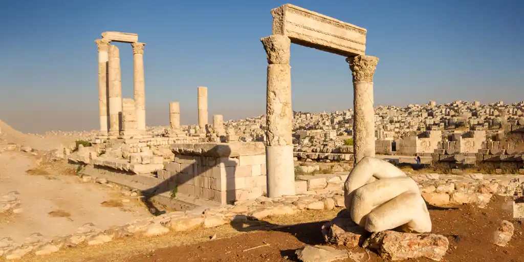 Ruins of the Amman Citadel overlooking Amman, Jordan