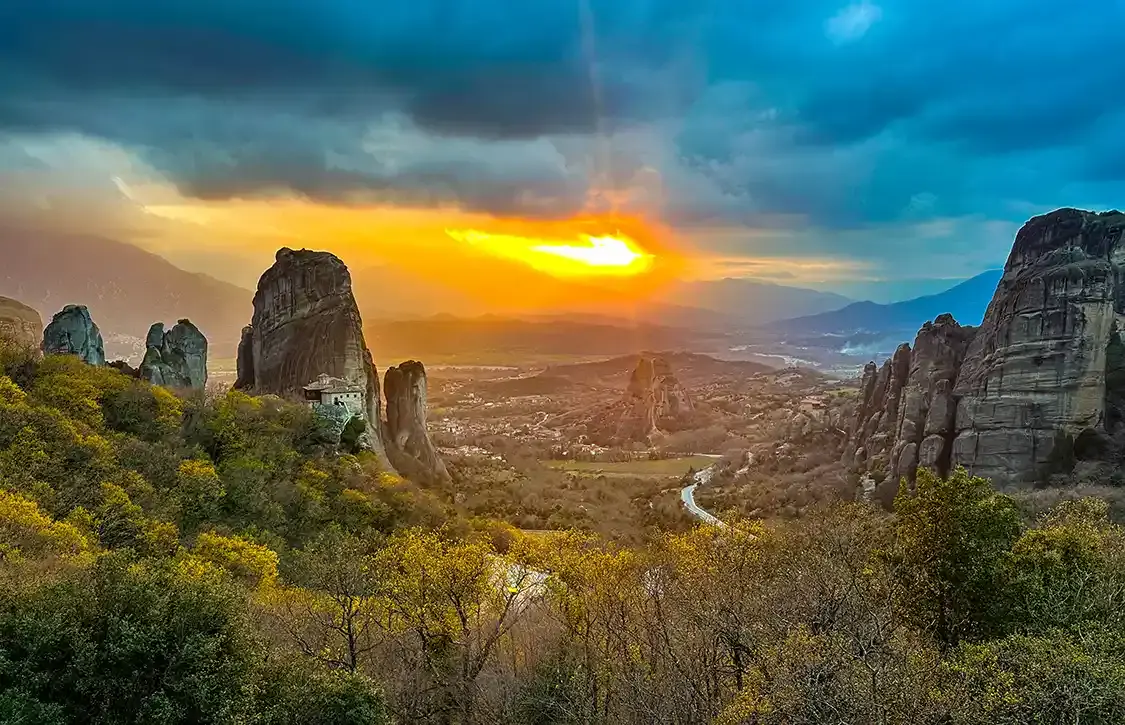 View from Sunset Point hike in Meteora Greece