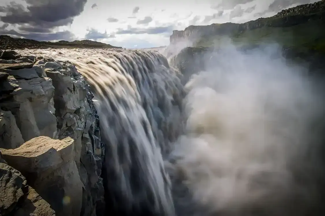 Powerful waterfall in northern Iceland