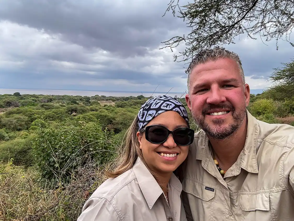 Kevin and Christina Wagar in Lake Manyara