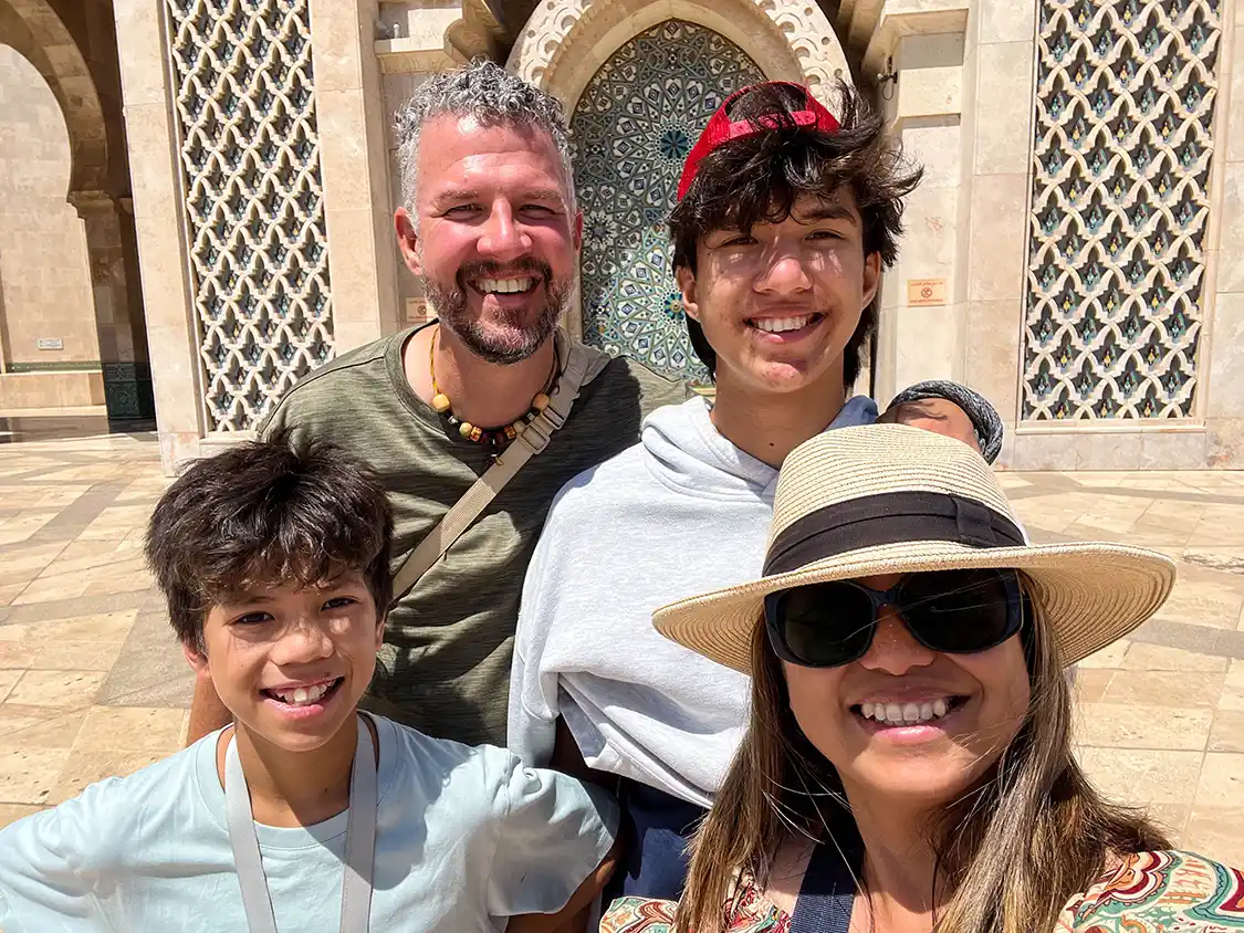 Couple traveling in Casablanca with kids