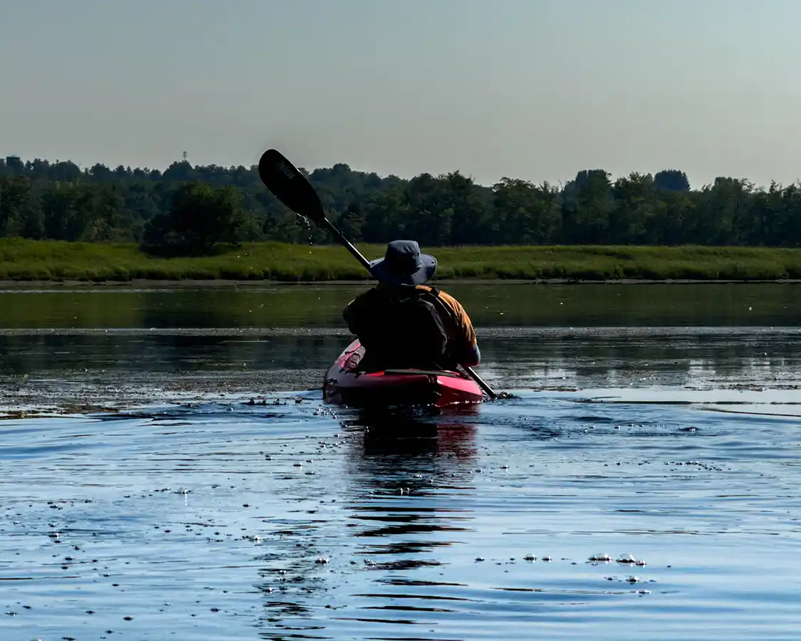 David Seabrook kayaking the Wolastoq Watershed Paddling Trail