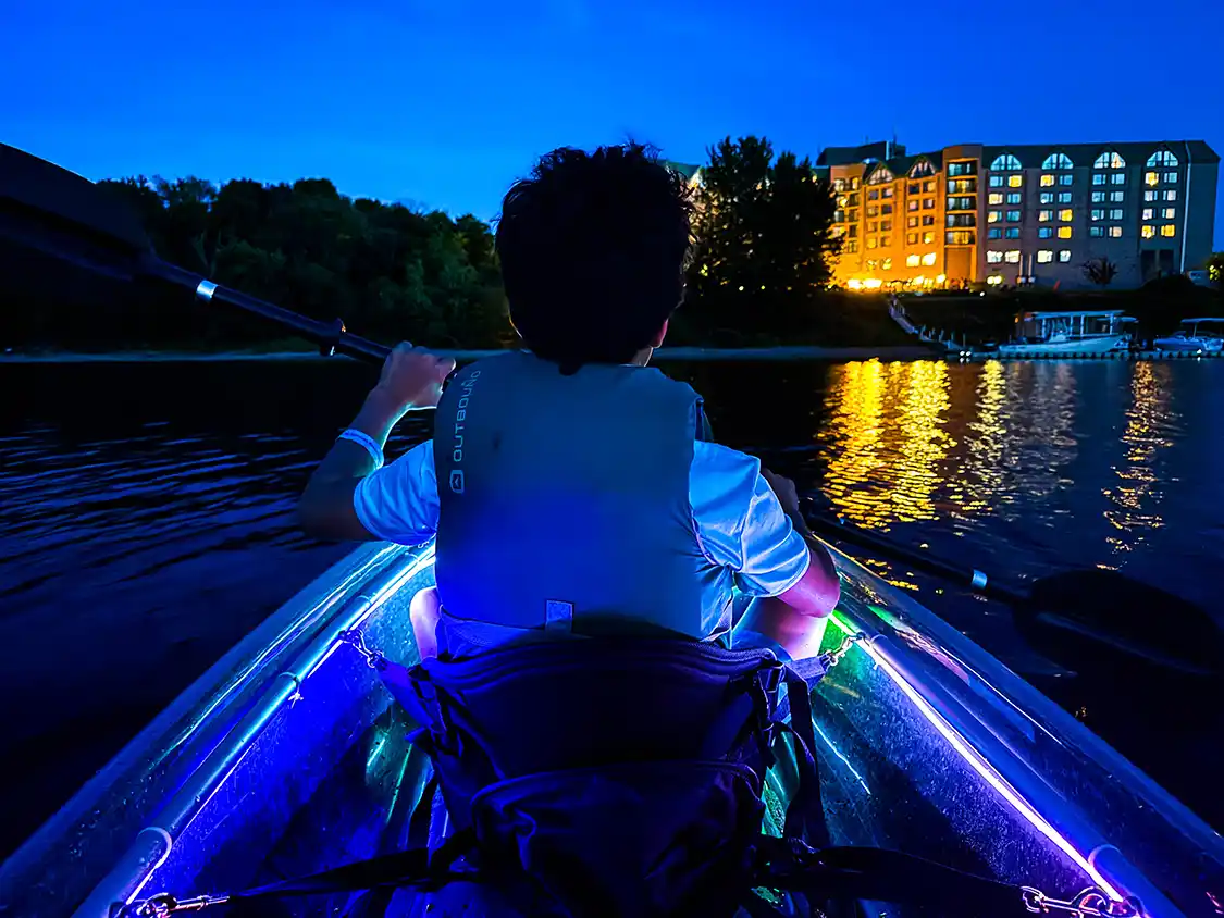 Glow kayaking in Fredericton New Brunswick