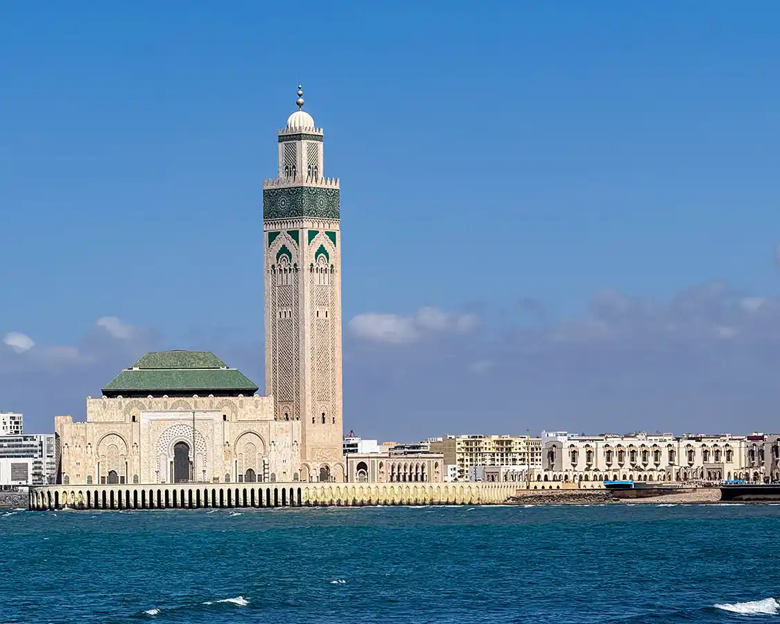 Hassan II Mosque seen from La Corniche