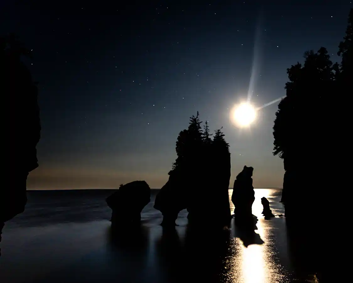 Hopewell Rocks Provincial Park at night