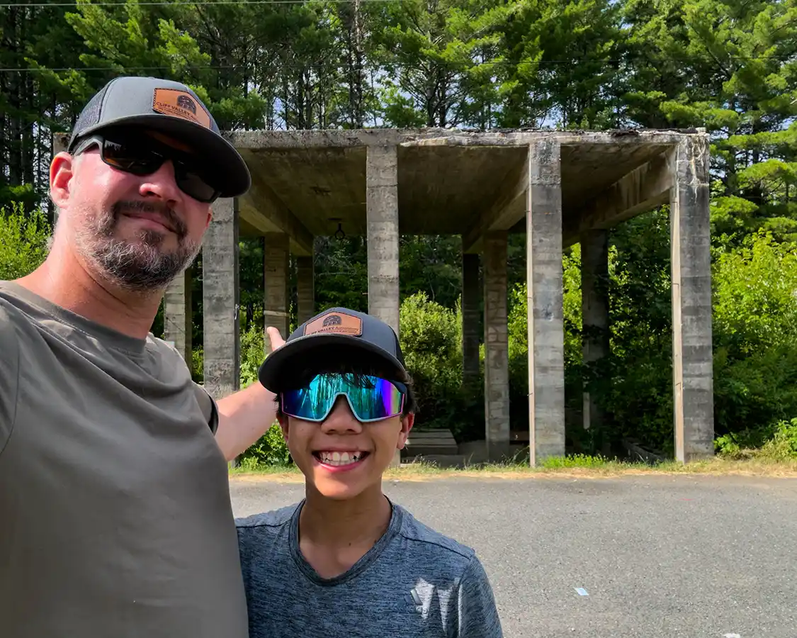Kevin Wagar and his son Dylan and the New Brunswick Internment Camp