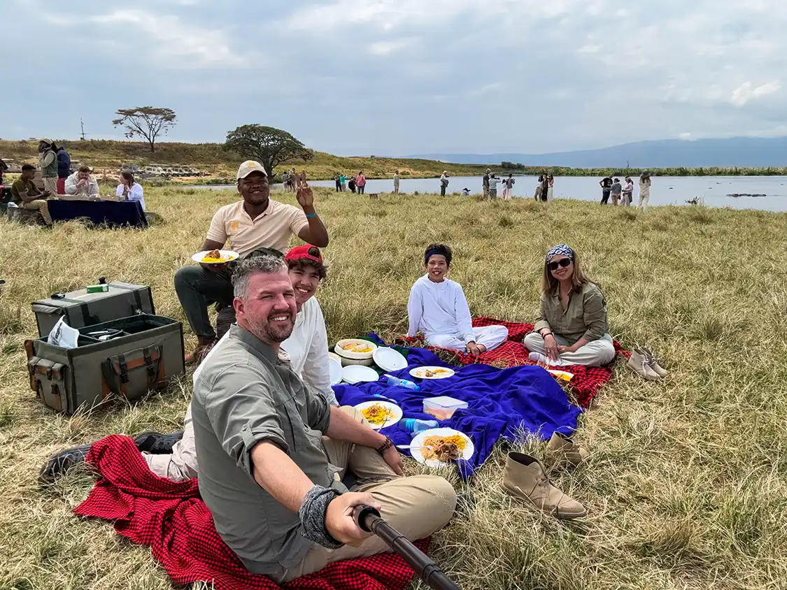 Wagar family picnic in Ngorongoro Crater