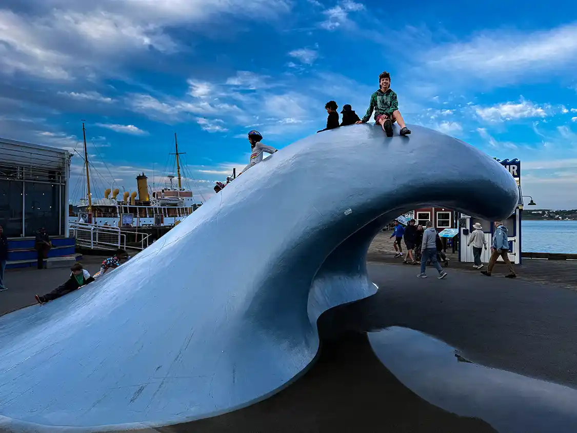 Dylan Wagar atop the Wave on the Halifax boardwalk
