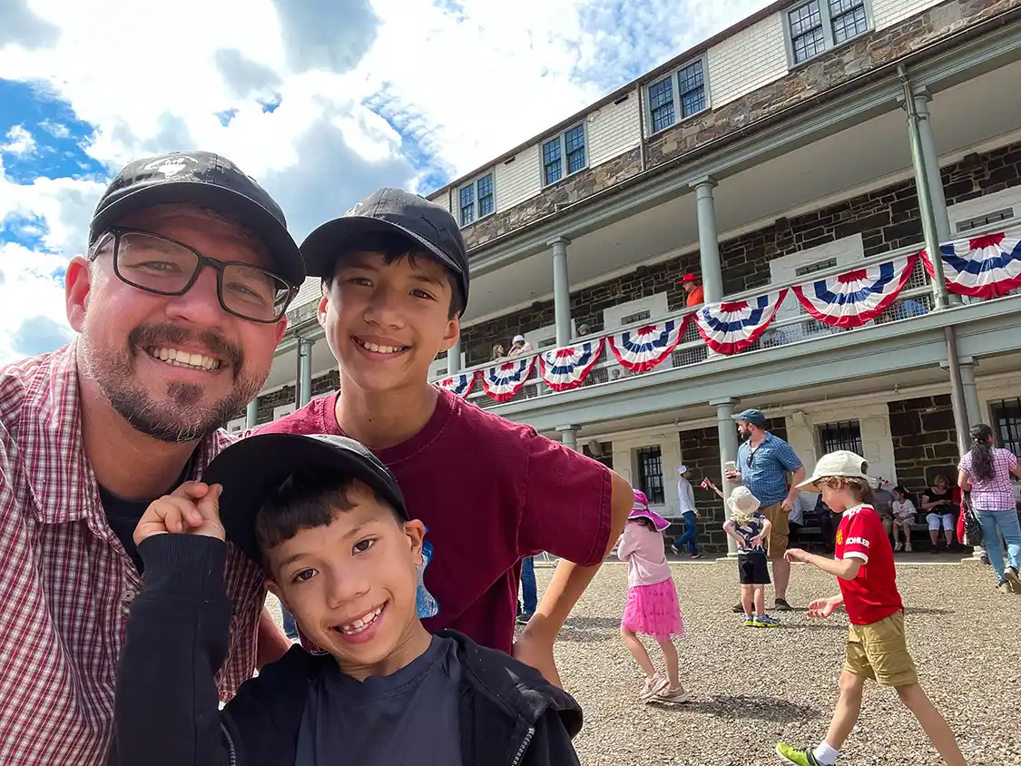Kevin Wagar and his children at the Halifax Citadel on Canada Day