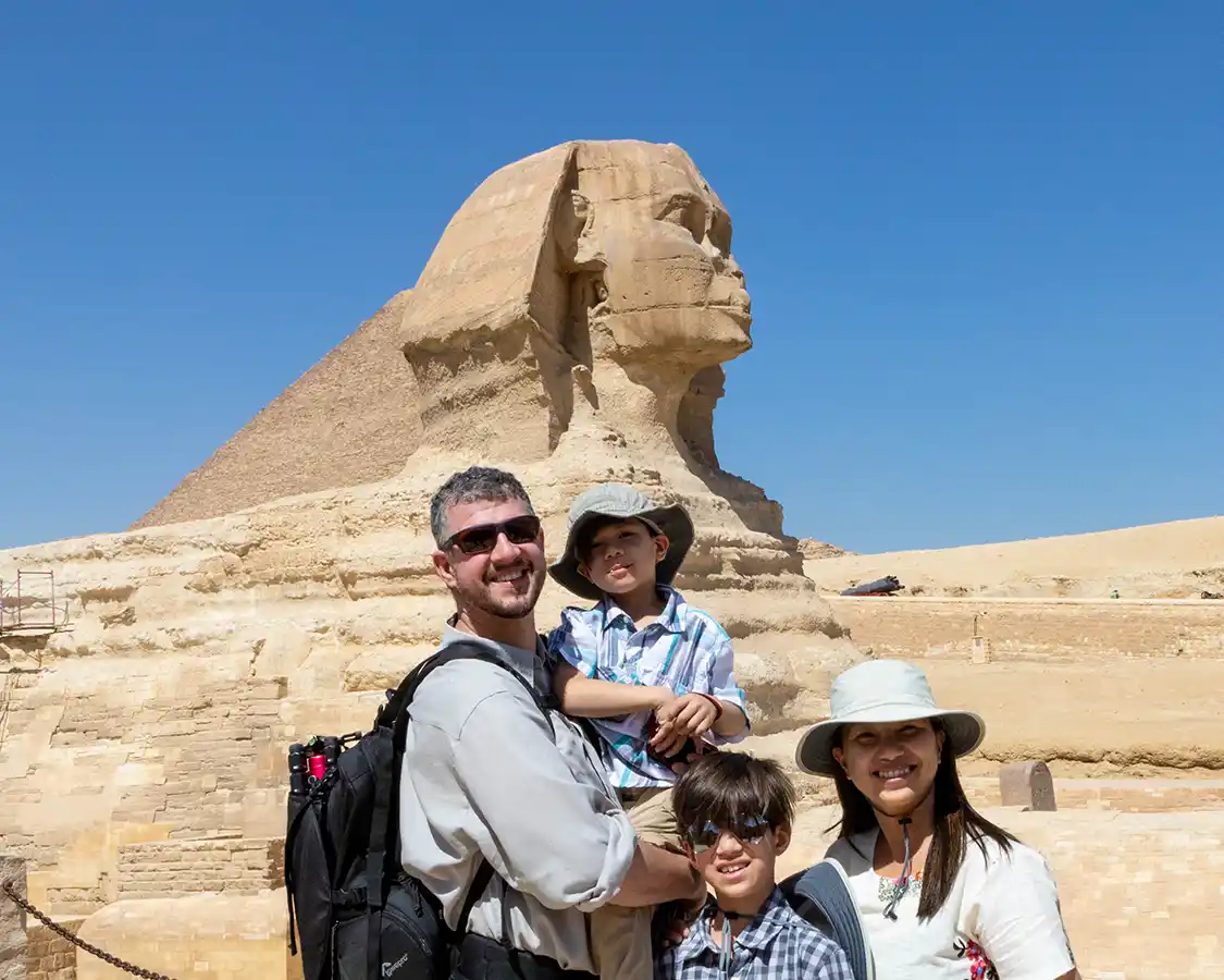 Wagar family in front of the Egyptian Sphinx