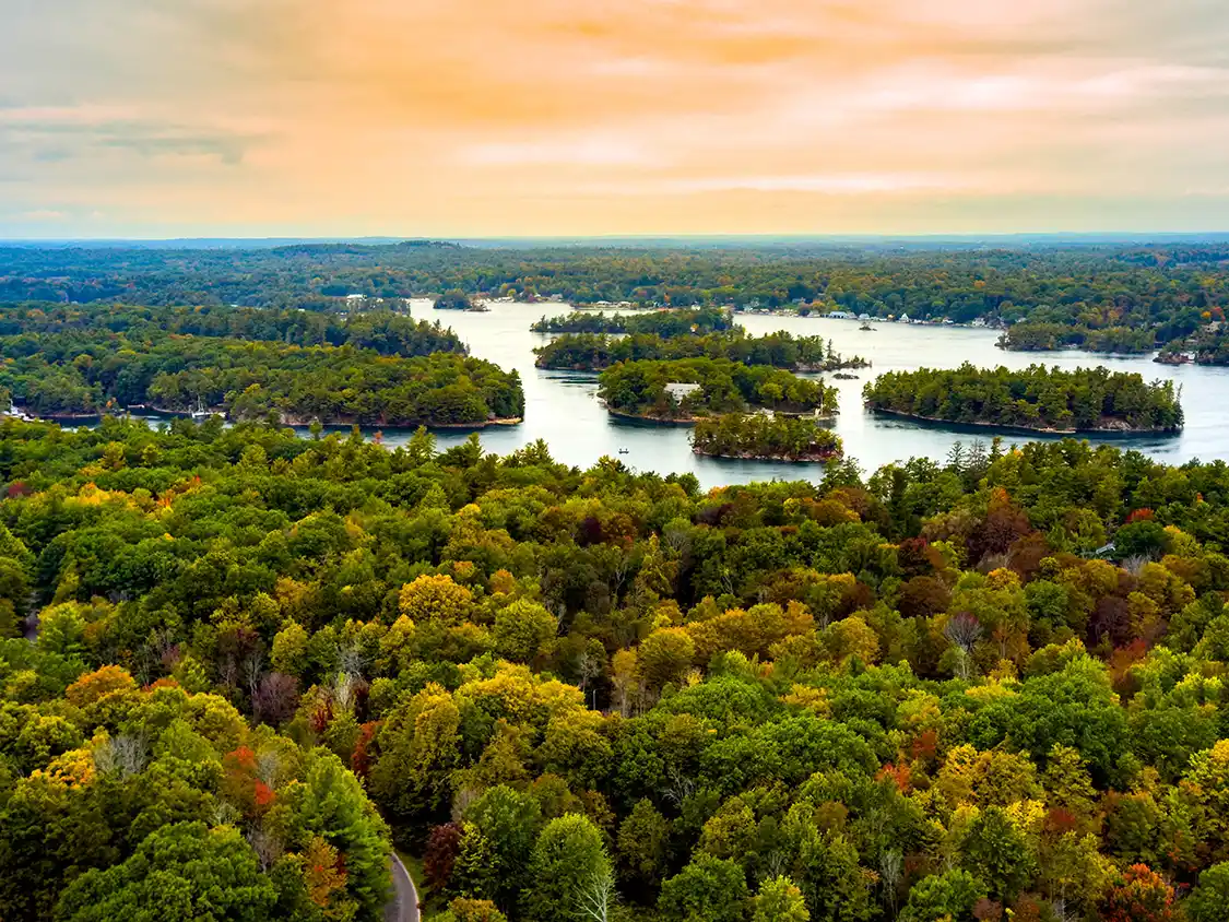 Fall colors over the Thousand Islands seen from the Thousand Islands Tower