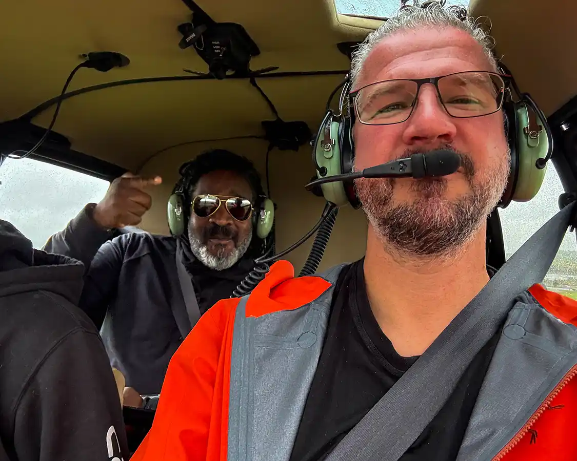 Kevin Wagar and Christopher Rudder on a 1000 Islands Helicopter Tour