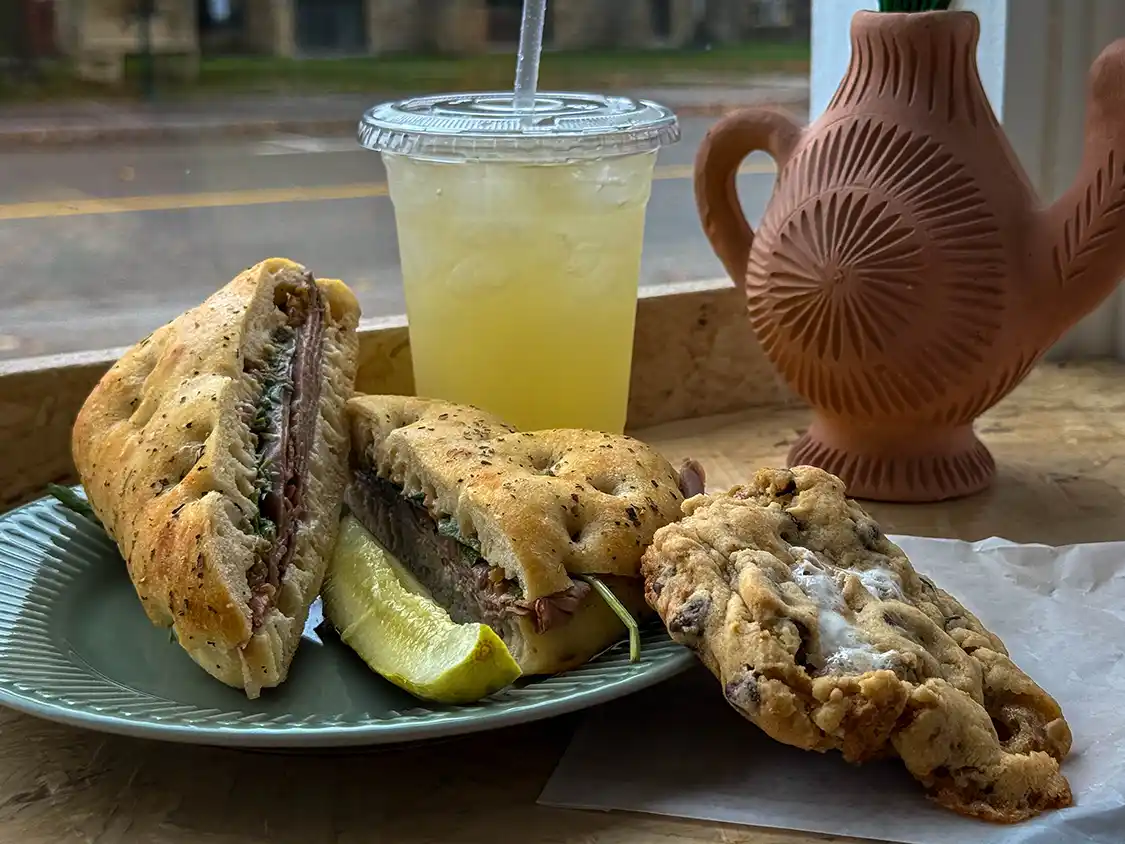 Sandwich and cookie from Frisk Cafe Gananoque